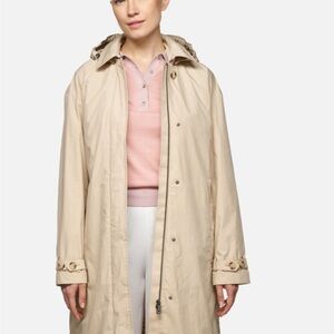 Geox Light Beige Hooded Trench Coat - Women's Rain Jacket